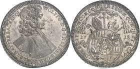 AUTRICHE - AUSTRIA
Olomouc (Olmütz, évêché d’), Wolfgang Hannibal de Schrattenbach (1711-1738). Thaler 1718, Kremsier (Kroměříž).
Av. (à 1 h) WOLFG....