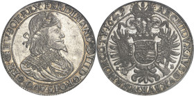 HONGRIE - HUNGARY
Ferdinand III (1637-1657). Thaler 1649, KB, Kremnitz (Körmöcbánya).
Av. FERDINAND (Vierge à l’enfant) III D. G. RO. I. S. AVG. GER...