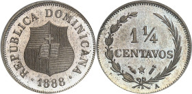 RÉPUBLIQUE DOMINICAINE - DOMINICAN REPUBLIC
République dominicaine (1844 à nos jours). 1 1/4 de centavos, Flan bruni (PROOF) 1888, A, Paris.
Av. REP...