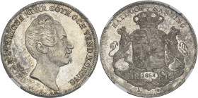 SUÈDE - SWEDEN
Oscar Ier (1844-1859). 1 riksdaler specie, 2e type 1854 AG, Stockholm.
Av. OSCAR SVERIGES NORR. GÖTH. OCH VEND. KONUNG. Tête nue du R...