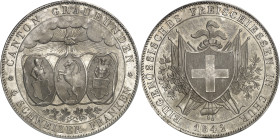 SUISSE - SWITZERLAND
Grisons (canton des). 4 francs suisses, concours de tir à Coire (Chur) 1842, Munich.
Av. CANTON GRAUBUNDEN / * 4 SCHWEIZER FRAN...