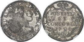 SUISSE - SWITZERLAND
Zurich (canton de). Thaler 1724, Zurich.
Av. MONETA* REIPUBLICÆ - TIGURINÆ. Lion debout à gauche, tenant l’écu de Zurich et bra...