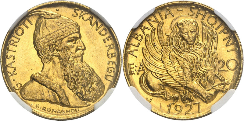 ALBANIE - ALBANIA
Ahmed Zogu, président (1925-1928). 20 franga Skanderberg 1927...