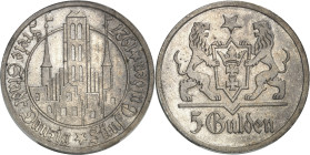 ALLEMAGNE - GERMANY
Dantzig (ville libre de). 5 florins (5 gulden) 1927, Berlin.
Av. FREIE STADT DANZIG * FÜNF GULDEN * (date). Vue de la Cathédrale...