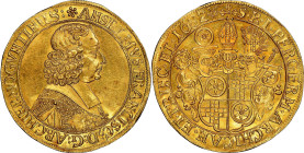 ALLEMAGNE - GERMANY
Mayence (archevêché de), Anselm Franz von Ingelheim (1679-1694). 5 ducats Or (1/2 portugalöser) 1682 MF, Mayence.
Av. * ANSELMVS...