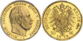 ALLEMAGNE - GERMANY
Prusse, Guillaume Ier (1861-1888). 10 mark 1872, A, Berlin.
Av. WILHELM DEUTSCHER KAISER KÖNIG V. PREUSSEN. Tête nue à droite, a...