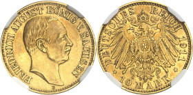 ALLEMAGNE - GERMANY
Saxe, Frédéric Auguste III (1904-1918). 10 mark 1911, E, Muldenhutten.
Av. FRIEDRICH AUGUST KÖNIG V. SACHSEN. Tête nue à droite,...
