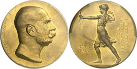 AUTRICHE - AUSTRIA
François-Joseph Ier (1848-1916). Médaille, prix du Premier Salon international de la chasse de Vienne, sous la protection de l’Emp...