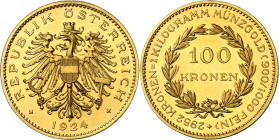 AUTRICHE - AUSTRIA
République (1918-1938). 100 kronen, d’aspect Flan bruni (PROOFLIKE) 1924, Vienne.
Av. REPUBLIK ÖSTERREICH. Aigle éployée et couro...