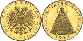 AUTRICHE - AUSTRIA
République (1918-1938). 100 schilling MAGNA MATER, d’aspect Flan bruni (PROOFLIKE) 1937, Vienne.
Av. OESTERREICH - 100 SCHILLING....