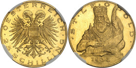 AUTRICHE - AUSTRIA
République (1918-1938). 25 schilling au Saint Léopold, aspect Flan bruni (PROOFLIKE) 1936, Vienne.
Av. OESTERREICH / 25 SCHILLING...