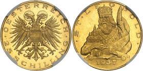 AUTRICHE - AUSTRIA
République (1918-1938). 25 schilling au Saint Léopold, aspect Flan bruni (PROOFLIKE) 1937, Vienne.
Av. OESTERREICH / 25 SCHILLING...