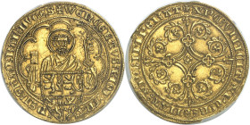 BELGIQUE - BELGIUM
Brabant (duché de), Jeanne et Wenceslas (1355-1383). Pieter d’Or ND, Louvain.
Av. + WENCESLAVSx Zx IOHANAx - xDEIx GRAx BRABx DVC...