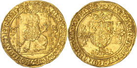 BELGIQUE - BELGIUM
Brabant (duché de), Philippe le Bon (1434-1467). Lion d’or ND (1454-1466), Malines.
Av. PHS: DEI: GRA: DVX: BVRG: BRAB: DNS: ML. ...