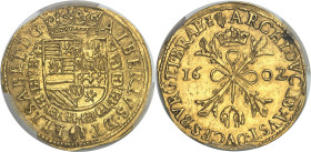 BELGIQUE - BELGIUM
Brabant (duché de), Albert et Isabelle (1598-1621). Double albertin 1602, Anvers.
Av. ALBERTVS. ET. - ELISABET. D. G. Dans le col...