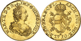 BELGIQUE - BELGIUM
Pays-Bas autrichiens, Marie-Thérèse (1740-1780). Double souverain 1750, Bruges.
Av. MAR. TH. D. G. R. - JMP. G. HUNG. BOH. R. Bus...