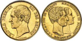 BELGIQUE - BELGIUM
Léopold Ier (1831-1865). Module de 100 francs en Or, mariage du duc et de la duchesse de Brabant 1853, Bruxelles.
Av. LEOPOLD PRE...