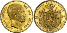 BELGIQUE - BELGIUM
Léopold Ier (1831-1865). 25 francs, 2e type à la grosse tête 1850, Bruxelles.
Av. LEOPOLD PREMIER - ROI DES BELGES. Tête nue à dr...