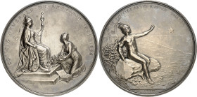 BELGIQUE - BELGIUM
Albert Ier (1909-1934). Médaille, centenaire de la Société Générale de Belgique, par G. Devreese 1922, Bruxelles (Fonson).
Av. .S...
