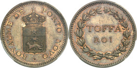 BENIN - 
Dahomey, Toffa, roi de Porto Novo (1874-1908). Module de 10 centimes ND (après 1889).
Av. ROYAUME DE - PORTO NOVO. Écu du pays couronné. 
...