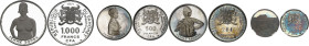 BENIN - 
République du Dahomey (1960-1975). Série (PROOF SET) de 4 monnaies en argent [1.000, 500, 200 et 100 francs CFA], sur Flans brunis (PROOF) 1...