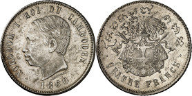 CAMBODGE - CAMBODIA
Norodom Ier (1860-1904). 4 francs, frappe postérieure 1860 [c.1875], Bruxelles (Würden) [puis Phnom Penh].
Av. NORODOM I ROI DU ...