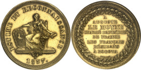 COLOMBIE - COLOMBIA
République. Médaille d’Or, estime et reconnaissance à Auguste Le Moyne par les Français de Bogota, par A. P. Lefèvre 1837.
Av. E...
