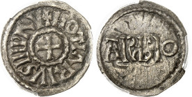 FRANCE / CAROLINGIENS - FRANCE / CAROLINGIAN
Lothaire Ier (840-855). Denier ND, Trévise.
Av. + HOTIARIVS IMP AV. Croix dans un cercle de grènetis. ...