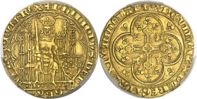 FRANCE / CAPÉTIENS - FRANCE / ROYAL
Philippe VI (1328-1350). Écu d’or à la chaise, 1ère émission ND (1337).
Av. + PHILIPPVS: DEI: - xGRAx - FRANCORV...