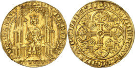 FRANCE / CAPÉTIENS - FRANCE / ROYAL
Philippe VI (1328-1350). Double d’or, 1ère émission ND (1340).
Av. x PH’: DEI: GRAx - xFRANC:REXx. Le Roi assis ...