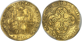 FRANCE / CAPÉTIENS - FRANCE / ROYAL
Édouard III (1337-1360). Écu d’or à la chaise, émission indéterminée ND (après 1344).
Av. + EDVVARDVS: DEIx - xG...