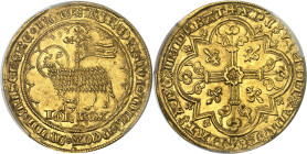 FRANCE / CAPÉTIENS - FRANCE / ROYAL
Jean II le Bon (1350-1364). Mouton d’or ND (1355).
Av. + AGN. DEI. QVI. TOLL'. PCCA. MVDI. MISERERE. NOB'. Agnea...