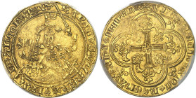 FRANCE / CAPÉTIENS - FRANCE / ROYAL
Charles V (1364-1380). Franc à cheval ND (1364).
Av. KAROLVS: DEI: GRACIA: FRANCORV: REX. Le Roi à cheval, galop...