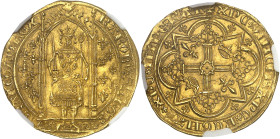 FRANCE / CAPÉTIENS - FRANCE / ROYAL
Charles V (1364-1380). Franc à pied ND (1365).
Av. KAROLVSx DIx GR - FRANCORVx REX. Le Roi, couronné, debout sou...