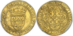 FRANCE / CAPÉTIENS - FRANCE / ROYAL
Charles VI (1380-1422). Écu d’or à la couronne, 2e émission ND (1388-1389), Atelier indéterminé.
Av. + KAROLVS: ...
