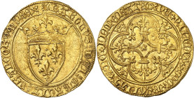 FRANCE / CAPÉTIENS - FRANCE / ROYAL
Charles VI (1380-1422). Écu d’or à la couronne, 3e émission ND (1389-1394), La Rochelle.
Av. + KAROLVSx DEIx GRA...