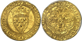 FRANCE / CAPÉTIENS - FRANCE / ROYAL
Charles VI (1380-1422). Écu d’or à la couronne, 4e émission ND (1394-1411), Toulouse.
Av. + KAROLVS: DEI: GRACIA...