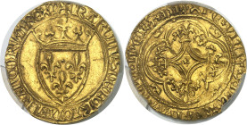 FRANCE / CAPÉTIENS - FRANCE / ROYAL
Charles VII (1422-1461). Écu d’or à la couronne 1er type, 1ère émission ND (1423), Mont-Saint-Michel.
Av. + KARO...