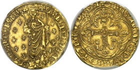 FRANCE / CAPÉTIENS - FRANCE / ROYAL
Charles VII (1422-1461). Royal d’or, 2e émission ND (1431), La Rochelle.
Av. + - ·KAROLVS: DEI: GRACIA FRANCORV ...