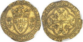 FRANCE / CAPÉTIENS - FRANCE / ROYAL
Charles VII (1422-1461). Écu d’or à la couronne 3e type, ou écu neuf, 2e émission ND (12 août 1445), Montpellier....