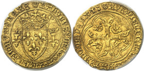 FRANCE / CAPÉTIENS - FRANCE / ROYAL
Charles VII (1422-1461). Écu d’or à la couronne 3e type, ou écu neuf, 6e émission ND (1450-1461), Montpellier.
A...