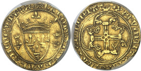 FRANCE / CAPÉTIENS - FRANCE / ROYAL
Charles VII (1422-1461). Écu d’or à la couronne 3e type, ou écu neuf, 7e émission ND (1455-1461), Bordeaux.
Av. ...