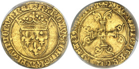 FRANCE / CAPÉTIENS - FRANCE / ROYAL
Charles VII (1422-1461). Demi-écu d’or à la couronne, 6e ou 7e émission ND (1445), Paris.
Av. (couronnelle losan...