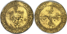 FRANCE / CAPÉTIENS - FRANCE / ROYAL
Louis XI (1461-1483). Écu d’or au soleil et à la petit croisette ND (après 1475), P, Perpignan.
Av. (couronnelle...