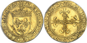 FRANCE / CAPÉTIENS - FRANCE / ROYAL
Louis XII (1498-1514). Écu d’or au soleil ND, Villeneuve-lès-Avignon.
Av. (lis couronné) LVDOVICVS: DEI: GRACIA:...