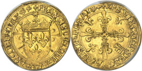FRANCE / CAPÉTIENS - FRANCE / ROYAL
François Ier (1515-1547). Écu d’or au soleil, 5e type, 3e émission ND (1529-1533), Lyon.
Av. + FRANCISCVS: DEI G...