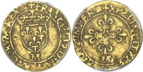 FRANCE / CAPÉTIENS - FRANCE / ROYAL
François Ier (1515-1547). Demi-écu d’or au soleil, 11e type, 3e émission ND (1540-1547), M, Toulouse.
Av. + FRAN...