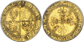 FRANCE / CAPÉTIENS - FRANCE / ROYAL
François Ier (1515-1547). Écu d’or au soleil du Dauphiné, 2e type, 3e émission ND (1522-1527), Grenoble.
Av. + F...