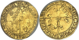 FRANCE / CAPÉTIENS - FRANCE / ROYAL
François Ier (1515-1547). Écu d’or au soleil du Dauphiné, 4e type, 3e émission ND (1528-1530), Crémieu.
Av. (cou...