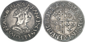 FRANCE / CAPÉTIENS - FRANCE / ROYAL
François Ier (1515-1547). Teston du Dauphiné, 2e type, avec F au revers ND, Romans.
Av. +. FRANCISCVS. DEI. GRA....